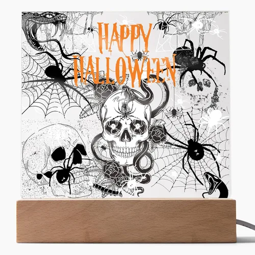 Miniatura 13 de Lámpara de Halloween espeluznante con decoración de luz nocturna con temática de araña y esqueleto, escena de castillo fantasma para una experiencia