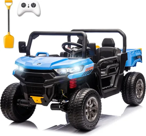 Miniatura 8 de Sopbost Juguetes de paseo de 24 V para niños grandes, camión volquete de 2 plazas con motores de 4 x 75 W, lado a lado, UTV para niños con ruedas