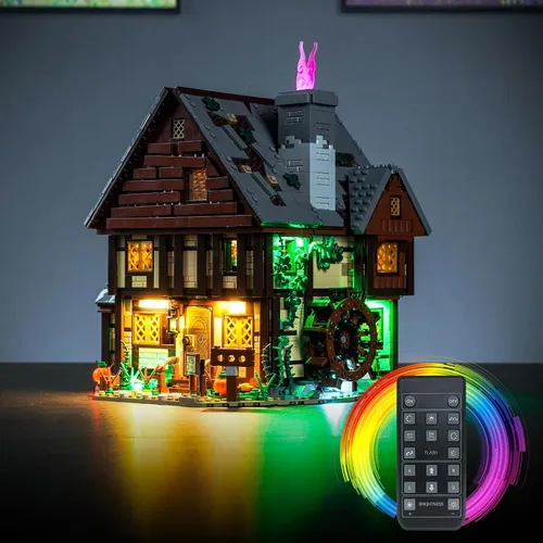 LocoLee Kit de luces compatible con Lego Hocus Pocus: The Sanderson Sisters' Cottage House Decor 21341, juego de iluminación a control remoto,