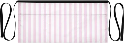 Delantal de cintura a rayas de color rosa con 3 bolsillos, resistente al agua y al aceite, delantal corto para camarero, medio delantal para cocinar