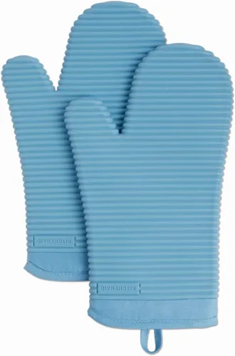 Miniatura 25 de KITCHENAID Juego de 2 guantes de horno de silicona suave acanalados, 7.5 x 13 pulgadas, color pistacho