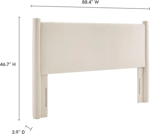 Miniatura 16 de Modway Rael Queen - Cabecera tapizada con pilares en color gris pardo - Cabecera de terciopelo resistente a las manchas para camas tamaño Queen Topo