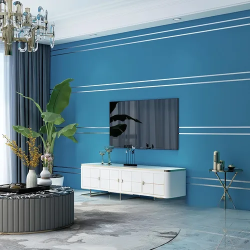 Deerskin Velvet High-End 3D Wallpaper Nordic Geometric Lines Modern Simple Living Room Lighting Luxury Background wall Non-Woven Peel Stick r (9.5M