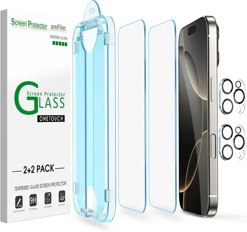 Miniatura 11 de amFilm Protector de Pantalla OneTouch para iPhone 17 Pro 6.3'' + Protector de Lente de Cámara Instalación de Alineación Automática Sin Burbujas