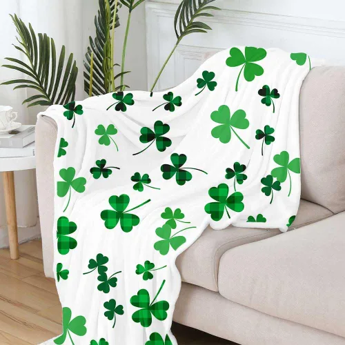 Miniatura 6 de MERCHR Manta Feliz Día de San Patricio, Mantas y Sobres de Hojas de Trébol Verde, Mantas Super Suave y Acogedoras para Decorar la Primavera en Cama