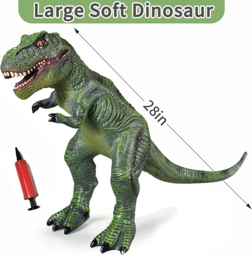 Miniatura 3 de YONGJULE Juguetes grandes de dinosaurios: juguete de dinosaurio suave Tiranosaurio Rex de 28 pulgadas para niños de 3 a 5 años, dinosaurio inflable