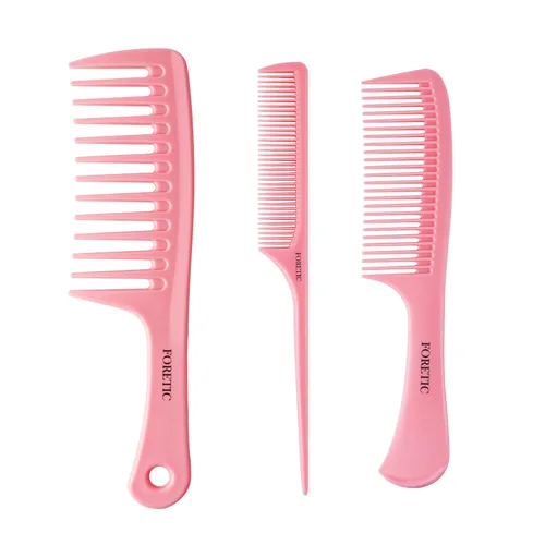Juego de 3 peines para el cabello para mujeres y hombres, peine de dientes anchos, peine de cola de rata de diente fino, peine de dientes medianos,