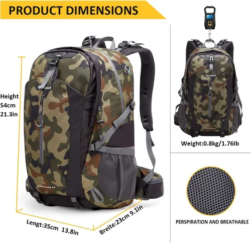 Miniatura 2 de SPEEDPARK Mochila de Senderismo 40L Impermeable Mochila de Día de Senderismo con Cubierta para Lluvia, Mochilas de Viaje de Trekking al Aire Libre