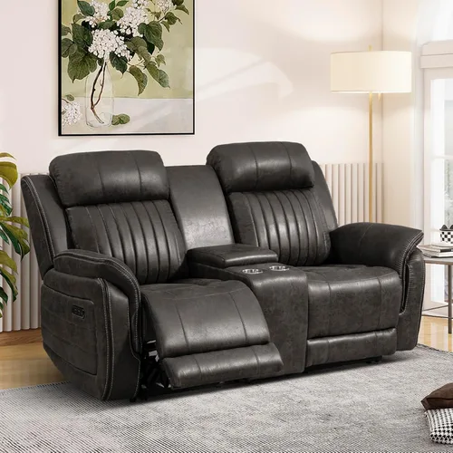 Miniatura 12 de Sofá reclinable eléctrico con gravedad cero, sillón reclinable eléctrico con reposacabezas ajustable, carga inalámbrica, puertos USB/C, sofá Azul