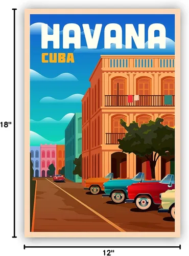 Miniatura 8 de Póster de viaje de La Habana Cuba, póster de Cuba Habana, póster de paisaje urbano y monumento de la Habana, arte de pared para el hogar, decoración