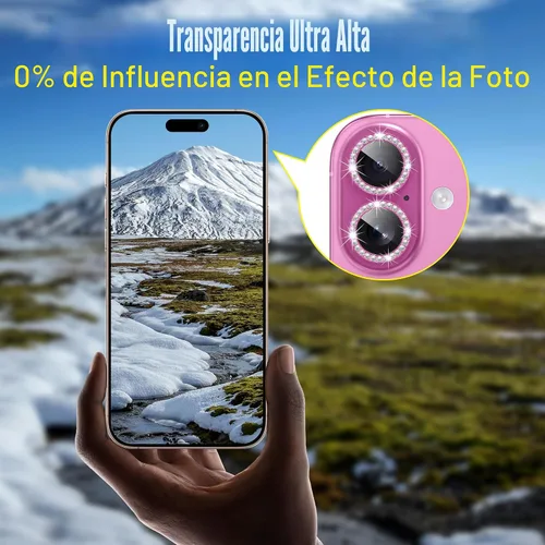 Miniatura 6 de AGVEE Paquete de 6 protectores de lente de cámara para iPhone 16 de 6.1 pulgadas/16 Plus de 6.7 pulgadas, anillo de metal con purpurina brillante