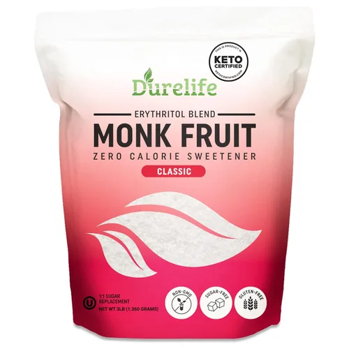 Miniatura 8 de DureLife Edulcorante de Fruta del Monje, Clásico - Sustituto del Azúcar Blanco, Compatible con Dieta Keto, Reemplazo de Azúcar 1:1, Cero Calorías