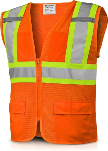 Miniatura 13 de Glove Station Glow Shield - Chaleco de seguridad ANSI de alta visibilidad clase 3 con mangas, rayas reflectantes anchas y cierre de cremallera Verde