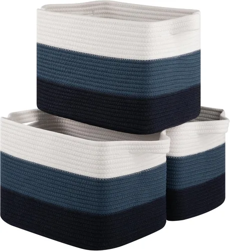Miniatura 15 de OIASKET Cesta de almacenamiento para organizar, cestas tejidas para almacenamiento, cestas decorativas rectangulares para shleves, armario
