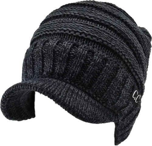 Miniatura 3 de C.C Gorro de punto acanalado de gran tamaño con visera