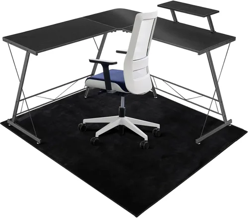 Tapete grande para silla de oficina para suelo duro, 63 x 51 pulgadas, alfombra de escritorio de tela de franela, protector para oficina en casa