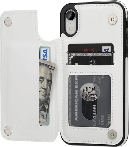Miniatura 12 de ONETOP OT - Funda tipo cartera para iPhone XR con tarjetero, piel sintética de alta calidad, ranuras para tarjetas, doble cierre magnético y funda