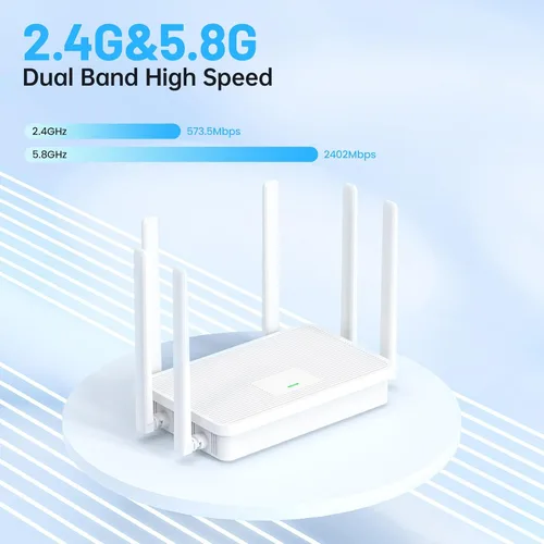 UeeVii WR3000K WiFi6 AX3000 Router WiFi, doble banda 6 antenas router inalámbrico, adecuado para puente inalámbrico y AP, WPS y malla de un solo