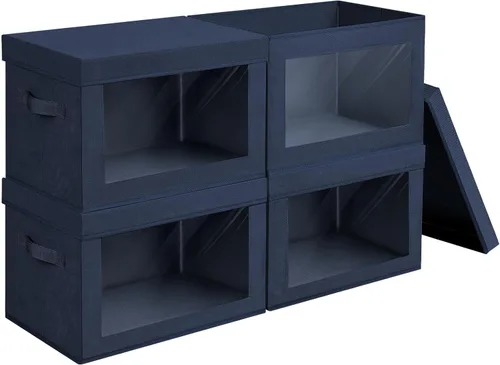 Miniatura 47 de Homsorout Contenedores de almacenamiento con tapas, organizadores pequeños de tela con ventana, contenedores de almacenamiento plegables para ropa