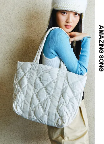 Miniatura 3 de Amazing Song Bolso de mano acolchado para mujer, bolso de hombro grande acolchado, bolso de diseñador de trabajo con cierre de cremallera