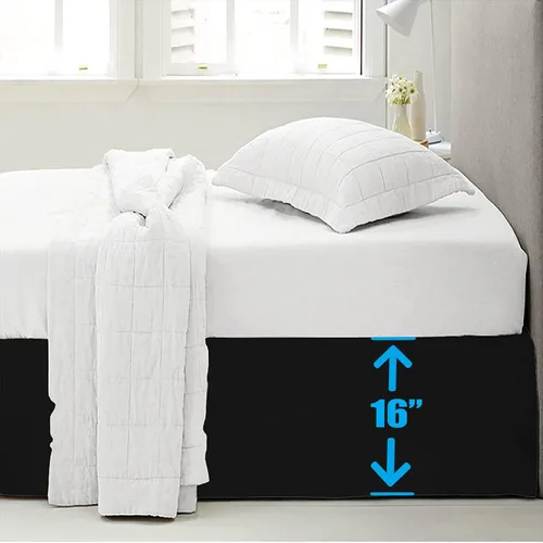 Miniatura 7 de LUX Décor Falda de Cama King de 16 Pulgadas de Caída - Falda de Cama Plisada de Microfibra Cepillada - Fácil Ajuste, Resistente a Arrugas y Negro
