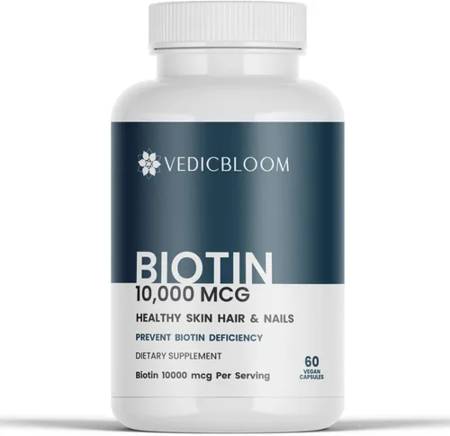 Miniatura 9 de Cápsulas de biotina 10,000 mcg – Cápsulas veganas de alta potencia para un cabello, piel y uñas saludables – Sin gluten, sin OMG, 60 cápsulas