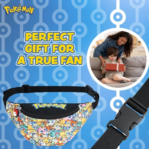 Miniatura 3 de Pokemon Riñonera para niños y niñas, ligera, ajustable, riñonera, bolsa de viaje para viajes, deportes, escuela, regalos de Pokemon para niños