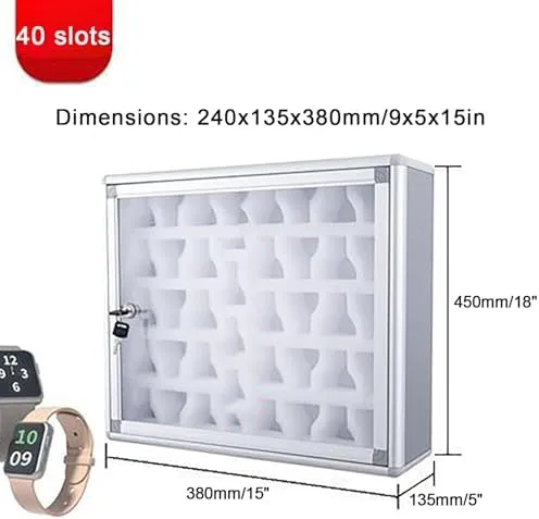 Miniatura 3 de Cell Phone Watch Lock Box - Aluminum Alloy Safe Jail with 20/40/60 Slots for Office & School Security, Space-Saving Organizer for Smartwatches &