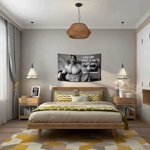 Miniatura 7 de Arnold Schwarzenegger Puedes tener resultados o excusas. No ambos. Bandera de 3 x 5 pies Cartel Inspirador Bandera duradera para pared de cueva