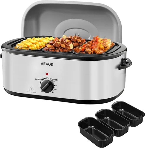Miniatura 13 de VEVOR Horno tostador, bandeja eléctrica de tostado de 20QT, horno de pavo de cocción rápida con temperatura ajustable de 150-450℉, horno de pavo