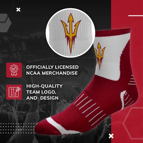 Miniatura 5 de For Bare Feet Adult NCAA Surge Quarter Length Crew Socks - All Weather Performance - Men & Women - Enhance Your Team Footwear