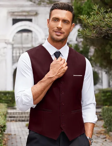 Miniatura 3 de Coofandy chaleco para traje o esmoquin con 5 botones, para hombre.