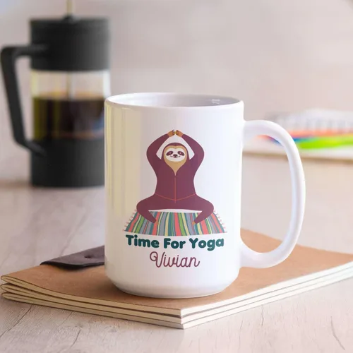Miniatura 5 de Taza de café personalizada con nombre para yoga, taza de té de yoga con divertido diseño de perezoso, taza de inspiración para yoga y amantes