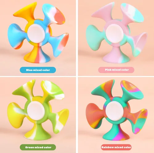 Miniatura 7 de Paquete de 4 Fidget Spinner con ventosa – Juguete sensorial seguro y suave para aliviar la ansiedad para adultos y niños de 8 a 12 años Juego