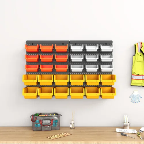 Miniatura 6 de Kit de 30 contenedores de almacenamiento montados en la pared, estante organizador de herramientas, contenedores de almacenamiento de piezas de 3