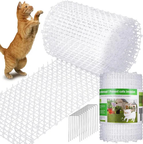 Miniatura 8 de Sanwuta Tapete disuasorio para gatos de 26.3 pies, 2 piezas, tapete disuasorio para gatos al aire libre con púas, tiras de espinillas para Gris