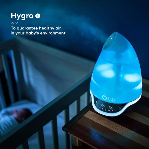 Miniatura 2 de Babymoov Hygro Plus Humidificador de niebla fría 3 en 1, control de humedad, luz nocturna multicolor y difusor de aceites esenciales, fácil uso