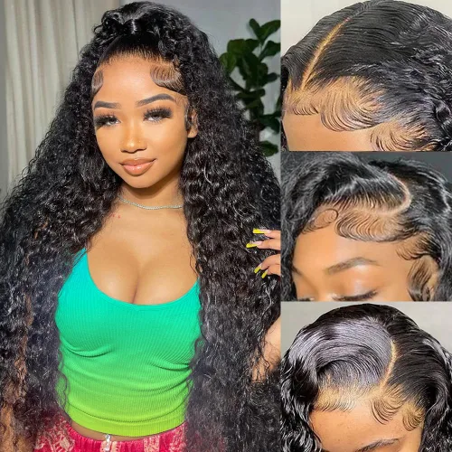 Miniatura 20 de Pelucas de encaje frontal de 13 x 4, transparentes HD, cabello humano prearrancado, línea capilar con abuelitos, densidad 200, ondas de agua