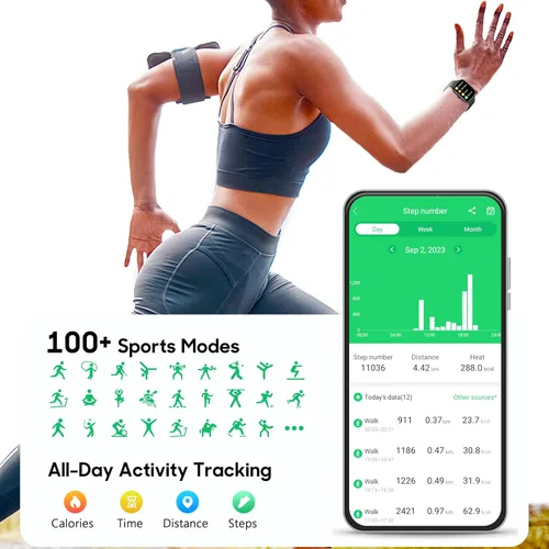 Miniatura 5 de KALINCO Reloj inteligente para hombre, rastreador de fitness de 1.69 pulgadas con frecuencia cardíaca, presión arterial, seguimiento de oxígeno