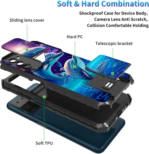 Miniatura 207 de Funda para Samsung Galaxy S22 Ultra 5G, Galaxy S22 Ultra con cubierta de cámara deslizante, funda resistente de doble capa con función atril Black