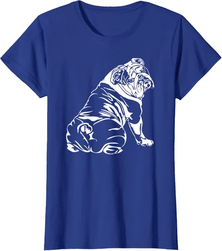 Miniatura 84 de Gracioso Bulldog Inglés playera perro Hund playera regalo, Azul (Heather blue)