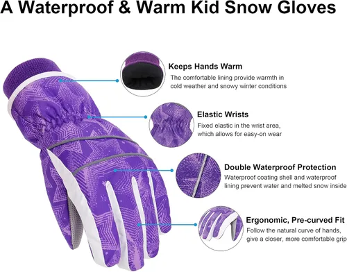 Miniatura 4 de SimpliKids Guantes de esquí y snowboard impermeables para niña