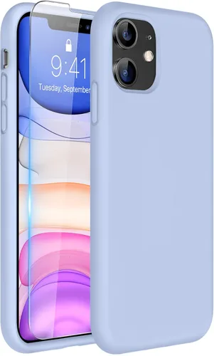 Miniatura 306 de Miracase Funda diseñada para iPhone 13, con protector de pantalla de vidrio templado, forro de microfibra suave antiarañazos, funda de goma