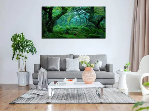 Miniatura 2 de Lienzo de bosque verde para pared, decoración de sala de estar, árboles grandes, imagen de naturaleza, lienzo moderno y grande, arte de madera