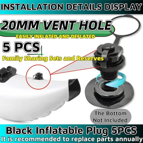 Miniatura 5 de Tapón inflable para kayaks, 5 unidades, 0.787 in de diámetro roscado, piezas de repuesto para botes inflables Intex Boat Intex, accesorios de barco