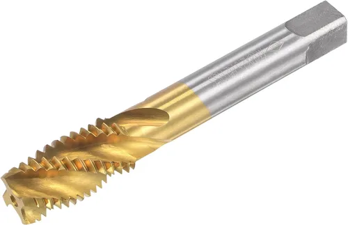 Miniatura 10 de uxcell Grifo de roscado de flauta en espiral M12 x 1.25, métrico HSS (acero de alta velocidad) chapado en titanio, roscado de rosca de máquina, 4