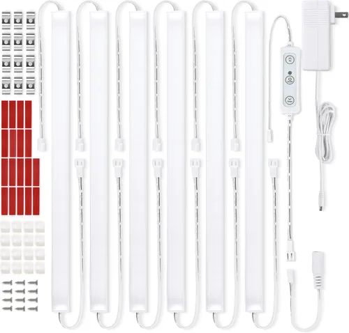 Litever Luces para debajo del gabinete enchufables, 6 piezas de barras de tira de luz LED de 12 pulgadas. Super brillantes, regulables, enlazables