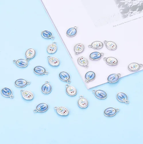 Miniatura 4 de ZHENYIN 80pcs Nuestra Señora Virgen María Crucifijo Medallas Dijes Colgantes Collar Pulsera Joyería Fabricación y Artesanía