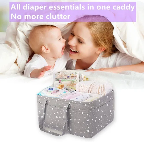 Miniatura 2 de Organizador de pañales para bebé Cesta de almacenamiento para regalos de baby shower para niña o niño Portátil Grande Porta pañales para cambiador