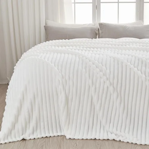 Miniatura 39 de NEWCOSPLAY Manta de Tiro Súper Suave Aqua Franela Sedosa Premium Forro Polar Jacquard Acanalado 3D Ligero Manta de Cama Uso en Todas las Estaciones